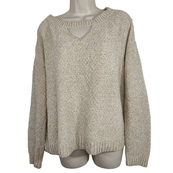 Maurices Tan Chenille? Sweater Women Size S Long Sleeve Casual - Picture 1 of 6
